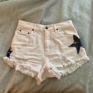 HANDMADE white jean shorts